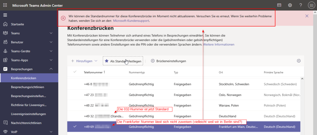 Besprechungseinstellungen - Microsoft Teams Admin Center